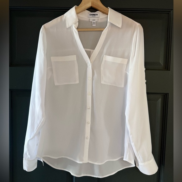 Express Tops - Express Women's Classic White Button-Down Blouse